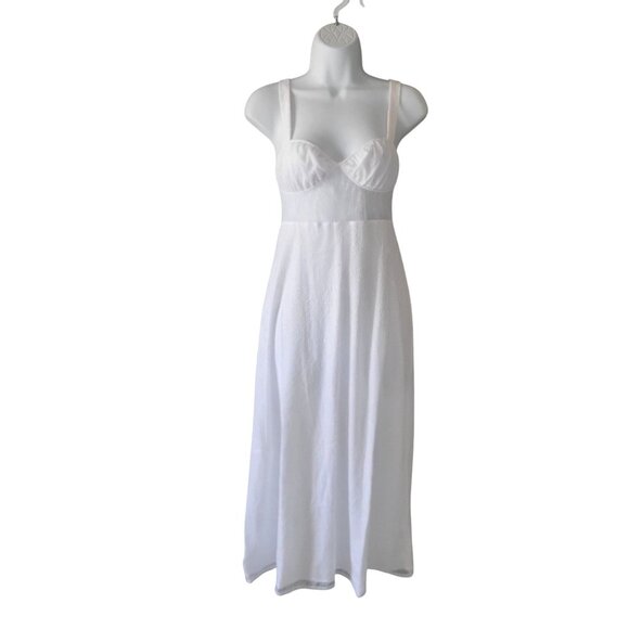 Danielle Bernstein White Lace Maxi Dress Adjustable Straps & Sheer Bodice-XS - Picture 9 of 11